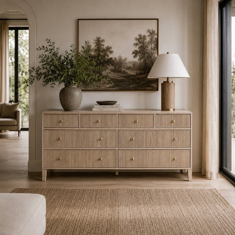8-Drawer Oak Double Dresser | Living Essentials Highland