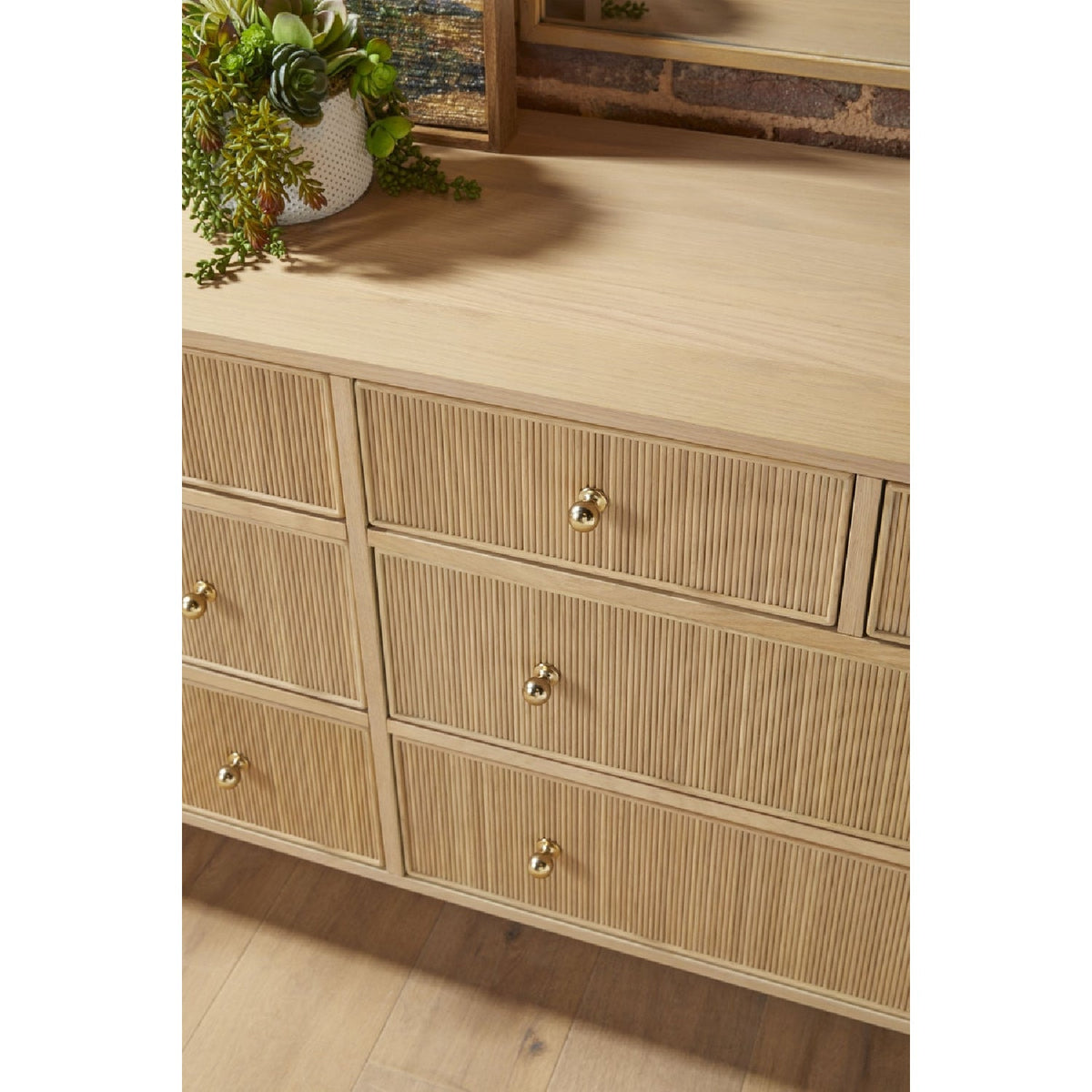 8-Drawer Oak Double Dresser | Living Essentials Highland