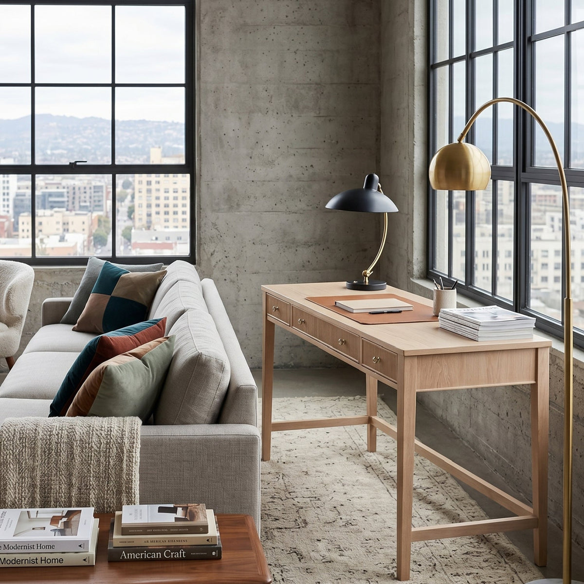 Modern European furniture - Natural Oak 3-Drawer Desk - www.oroa.com