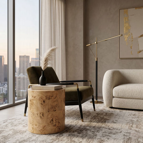 Modern European furniture - Burl Wood Cylindrical Accent Table - www.oroa.com