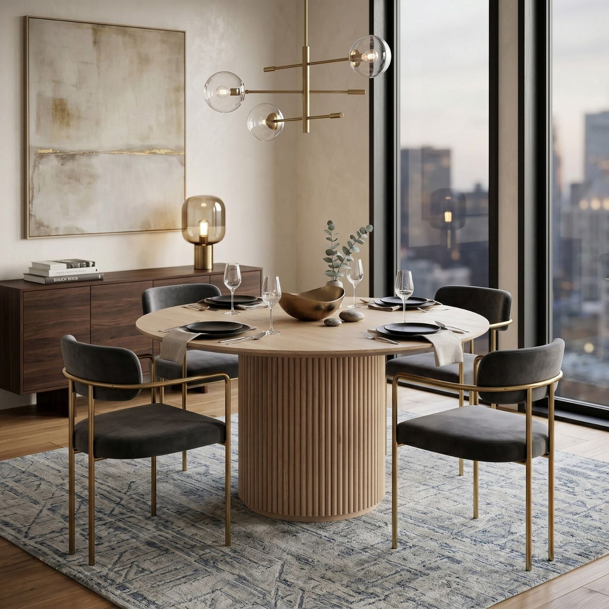Modern European furniture - Round Natural Oak Dining Table - www.oroa.com