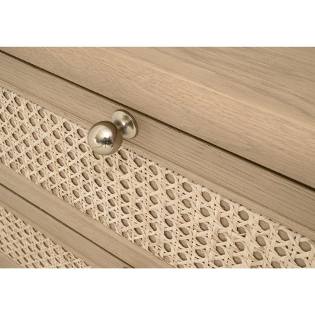 Modern European furniture - Oak Framed Cane 3-Drawer Nightstand - www.oroa.com