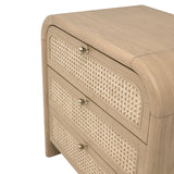 Modern European furniture - Oak Framed Cane 3-Drawer Nightstand - www.oroa.com