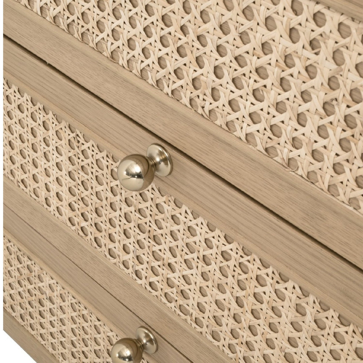 Modern European furniture - Oak Framed Cane 3-Drawer Nightstand - www.oroa.com