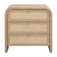 Modern European furniture - Oak Framed Cane 3-Drawer Nightstand - www.oroa.com