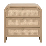 Modern European furniture - Oak Framed Cane 3-Drawer Nightstand - www.oroa.com