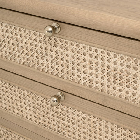 Modern European furniture - Oak Framed Cane 3-Drawer Nightstand - www.oroa.com