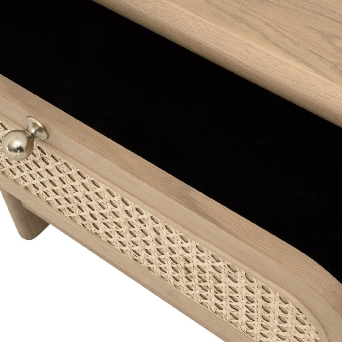 Modern European furniture - Oak Framed Cane 3-Drawer Nightstand - www.oroa.com