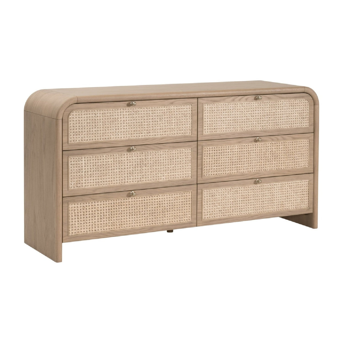 Modern European furniture - Oak Framed Cane 6-Drawer Dresser - www.oroa.com