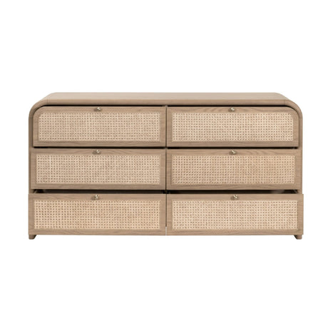 Modern European furniture - Oak Framed Cane 6-Drawer Dresser - www.oroa.com