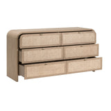 Modern European furniture - Oak Framed Cane 6-Drawer Dresser - www.oroa.com