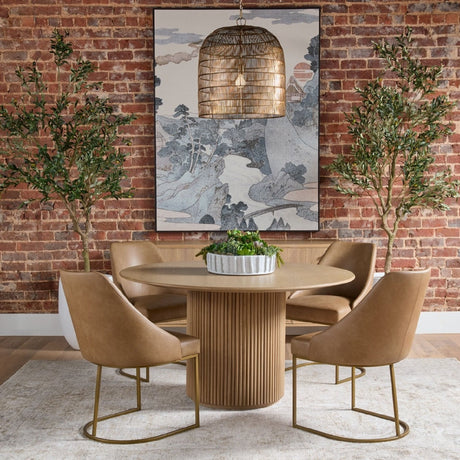 Modern European furniture - Brown Vegan Leather Dining Chairs (2) - www.oroa.com