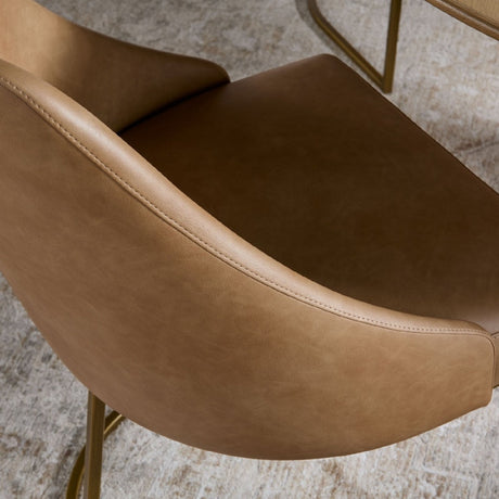 Modern European furniture - Brown Vegan Leather Dining Chairs (2) - www.oroa.com
