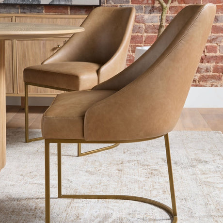 Modern European furniture - Brown Vegan Leather Dining Chairs (2) - www.oroa.com
