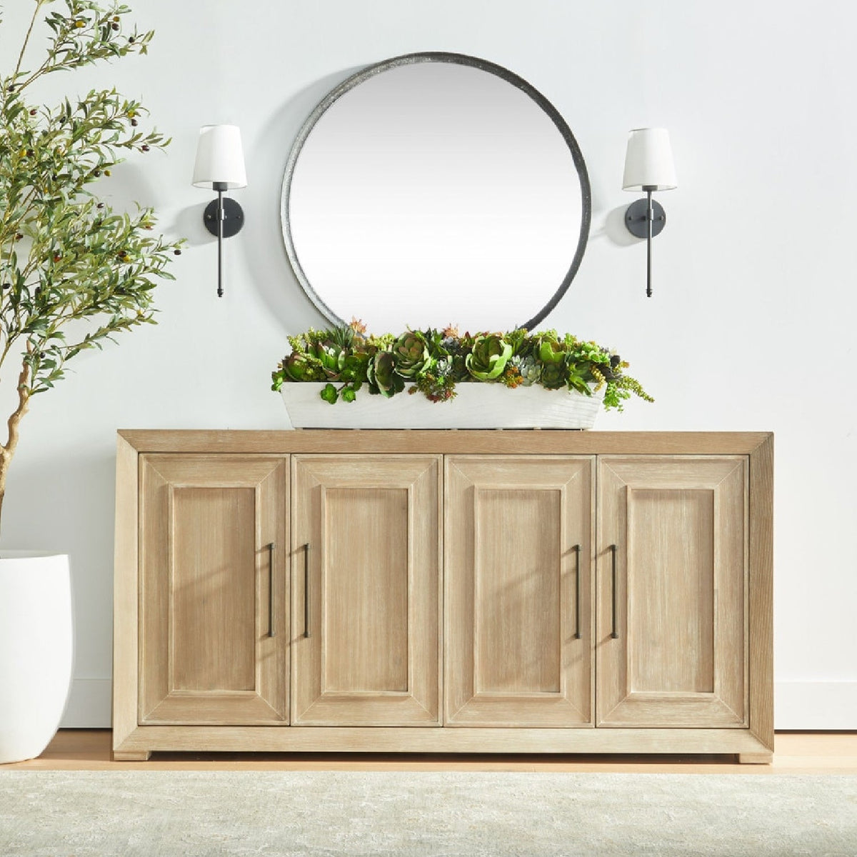 Modern European furniture - 4-Door Acacia Media Sideboard - www.oroa.com