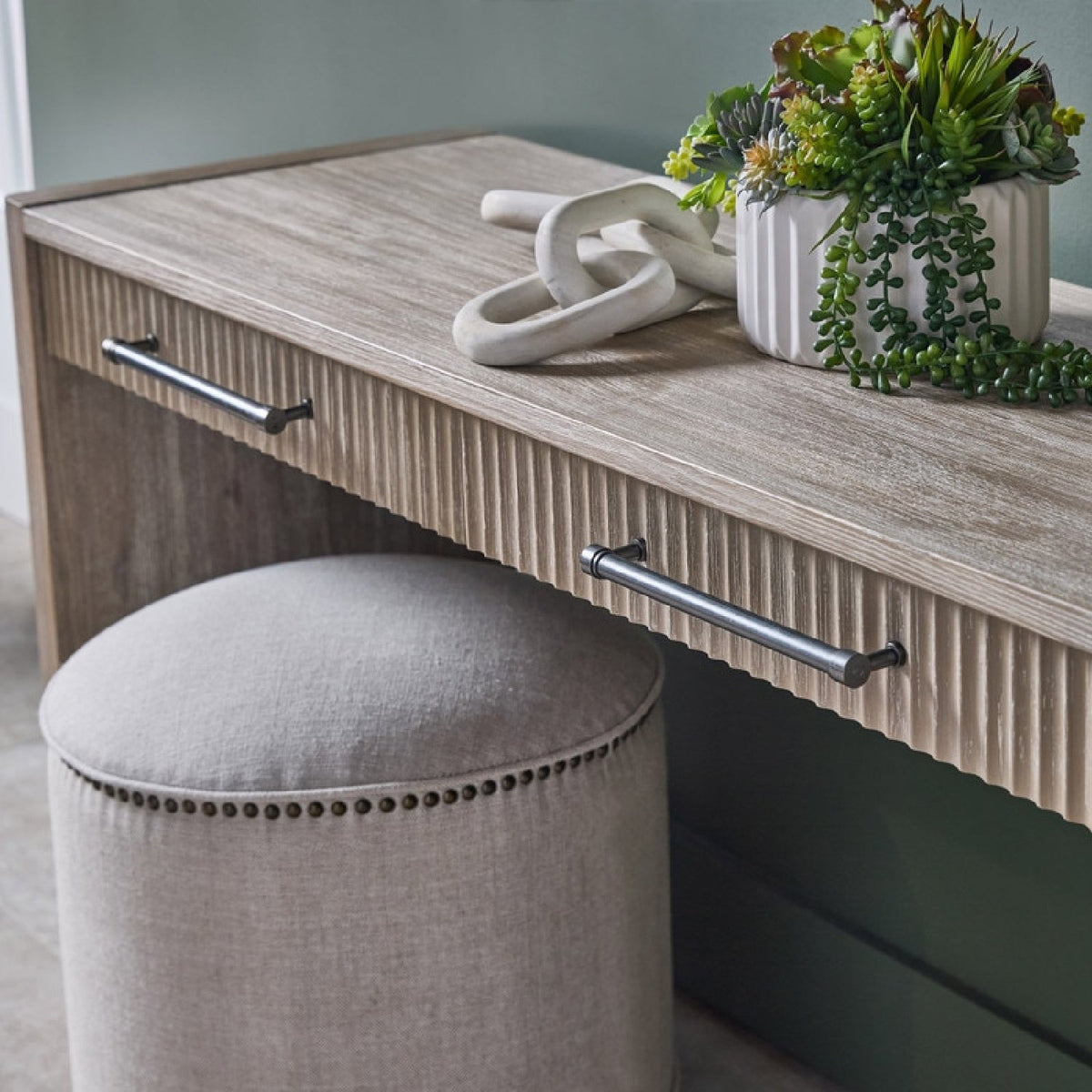 Modern European furniture - Gray Acacia 2-Drawer Console Table - www.oroa.com