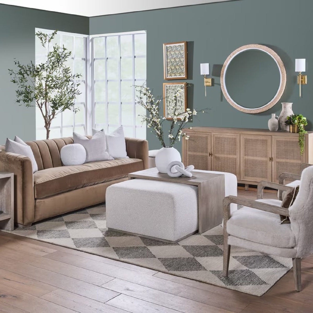 Acacia Upholstered Coffee Table | Living Essentials Dovetail