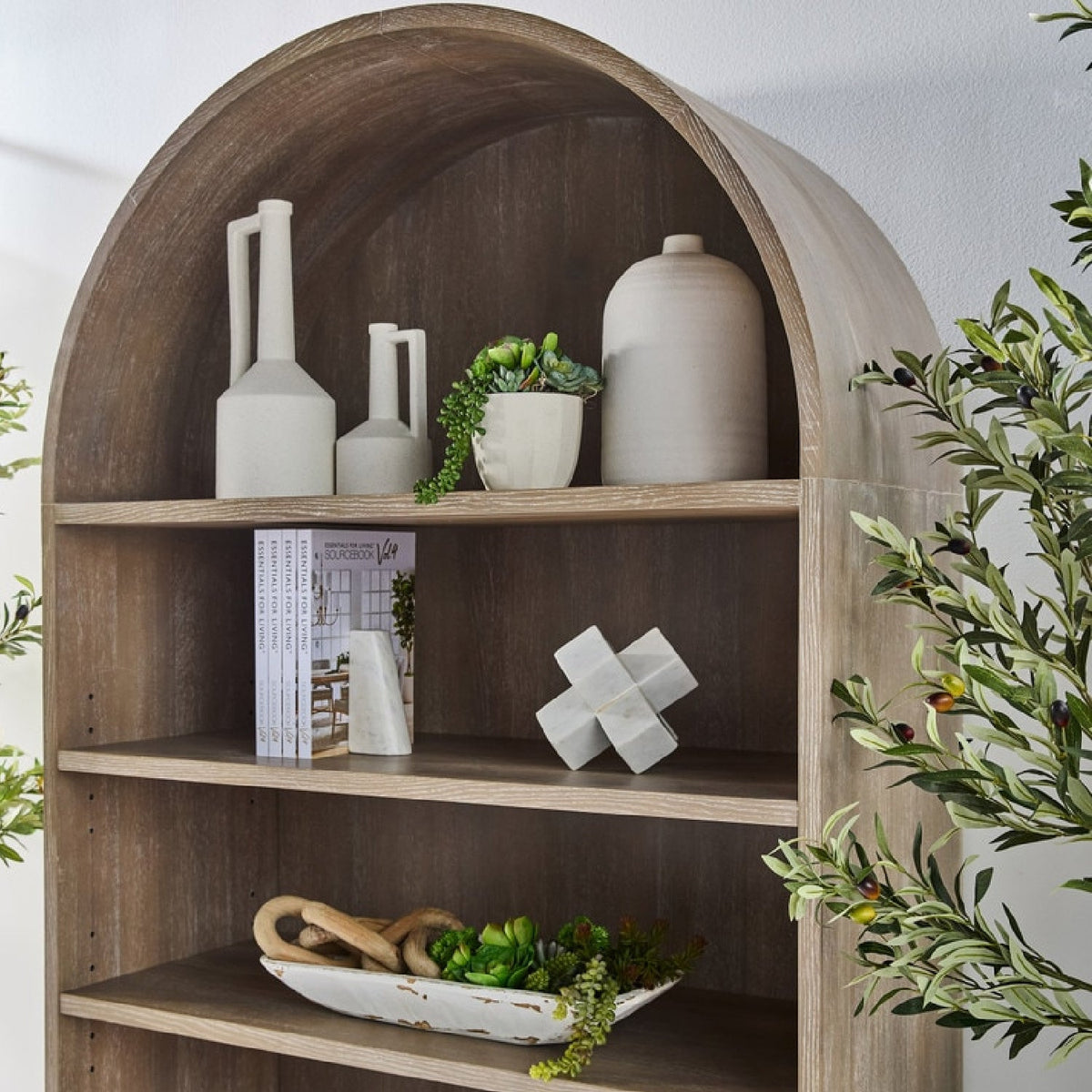 Modern European furniture - Gray Acacia Arched Bookcase - www.oroa.com