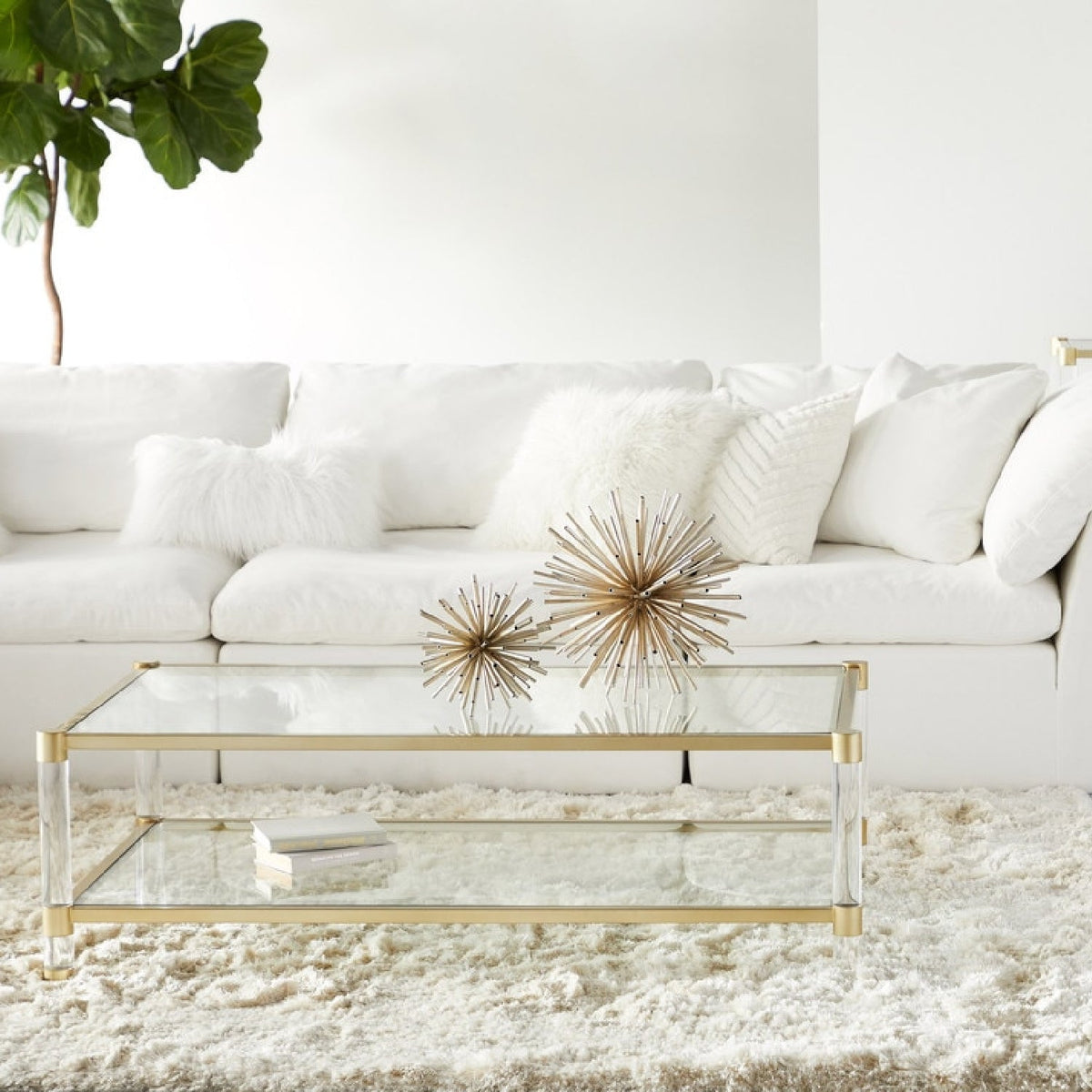 Modern European furniture - Brass Framed Glass Coffee Table - www.oroa.com