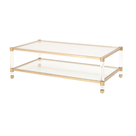 Modern European furniture - Brass Framed Glass Coffee Table - www.oroa.com