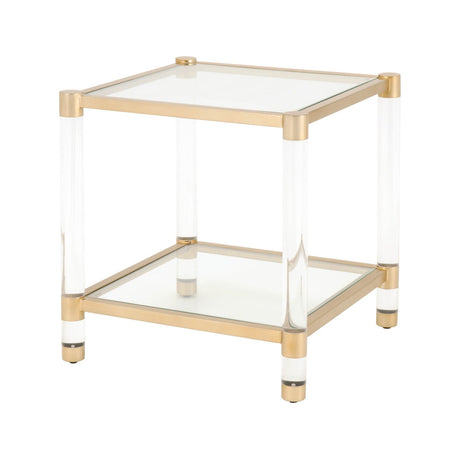 Modern European furniture - Brass Framed Glass End Table - www.oroa.com