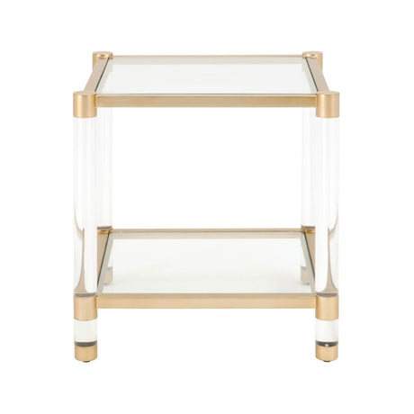 Modern European furniture - Brass Framed Glass End Table - www.oroa.com