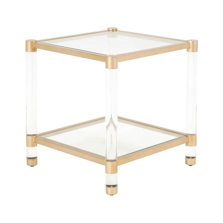 Modern European furniture - Brass Framed Glass End Table - www.oroa.com