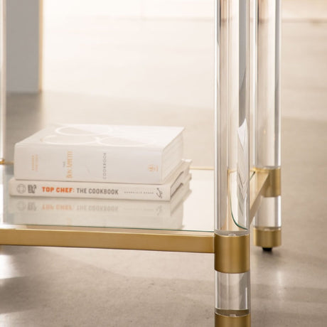 Modern European furniture - Brass Framed Glass End Table - www.oroa.com