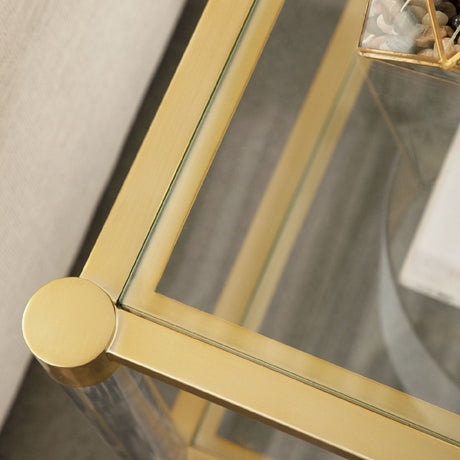 Modern European furniture - Brass Framed Glass End Table - www.oroa.com