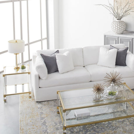 Modern European furniture - Brass Framed Glass End Table - www.oroa.com