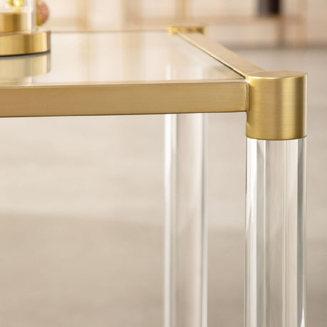 Modern European furniture - Brass Framed Glass End Table - www.oroa.com