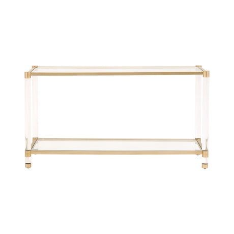 Modern European furniture - Brass Framed Glass Console Table - www.oroa.com