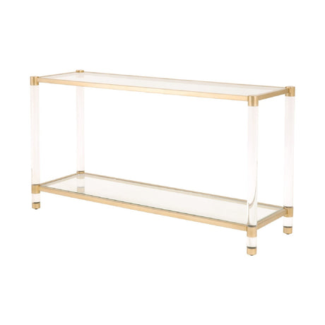 Modern European furniture - Brass Framed Glass Console Table - www.oroa.com