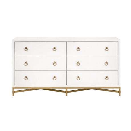 Modern European furniture - White Shagreen 6-Drawer Double Dresser - www.oroa.com