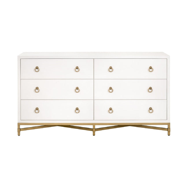 Modern European furniture - White Shagreen 6-Drawer Double Dresser - www.oroa.com
