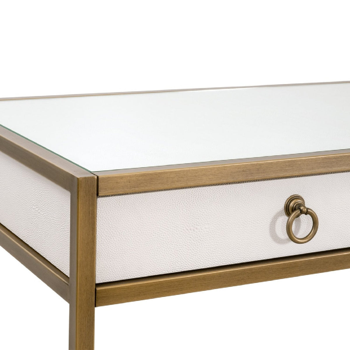 Modern European furniture - White Shagreen 2-Drawer Desk - www.oroa.com