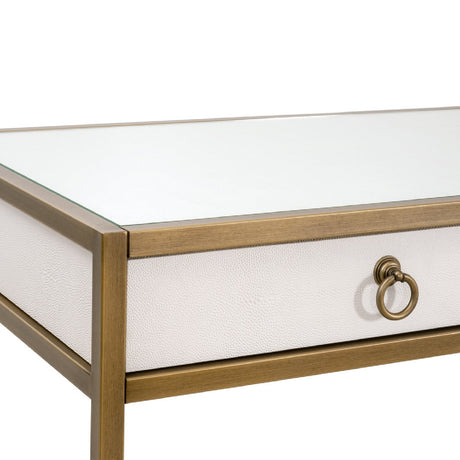 Modern European furniture - White Shagreen 2-Drawer Desk - www.oroa.com