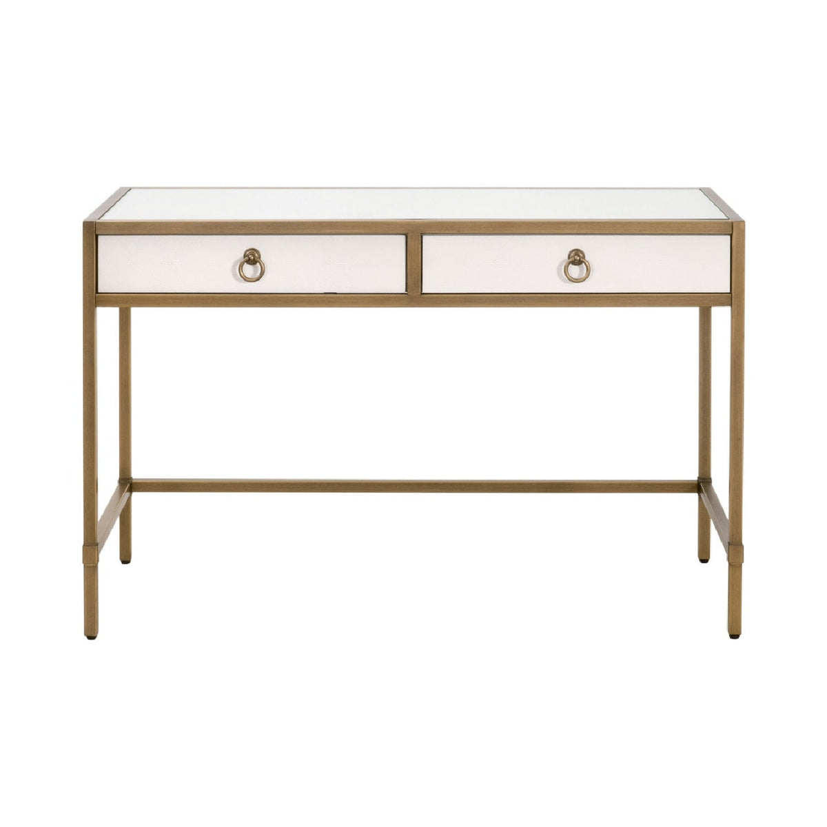 Modern European furniture - White Shagreen 2-Drawer Desk - www.oroa.com