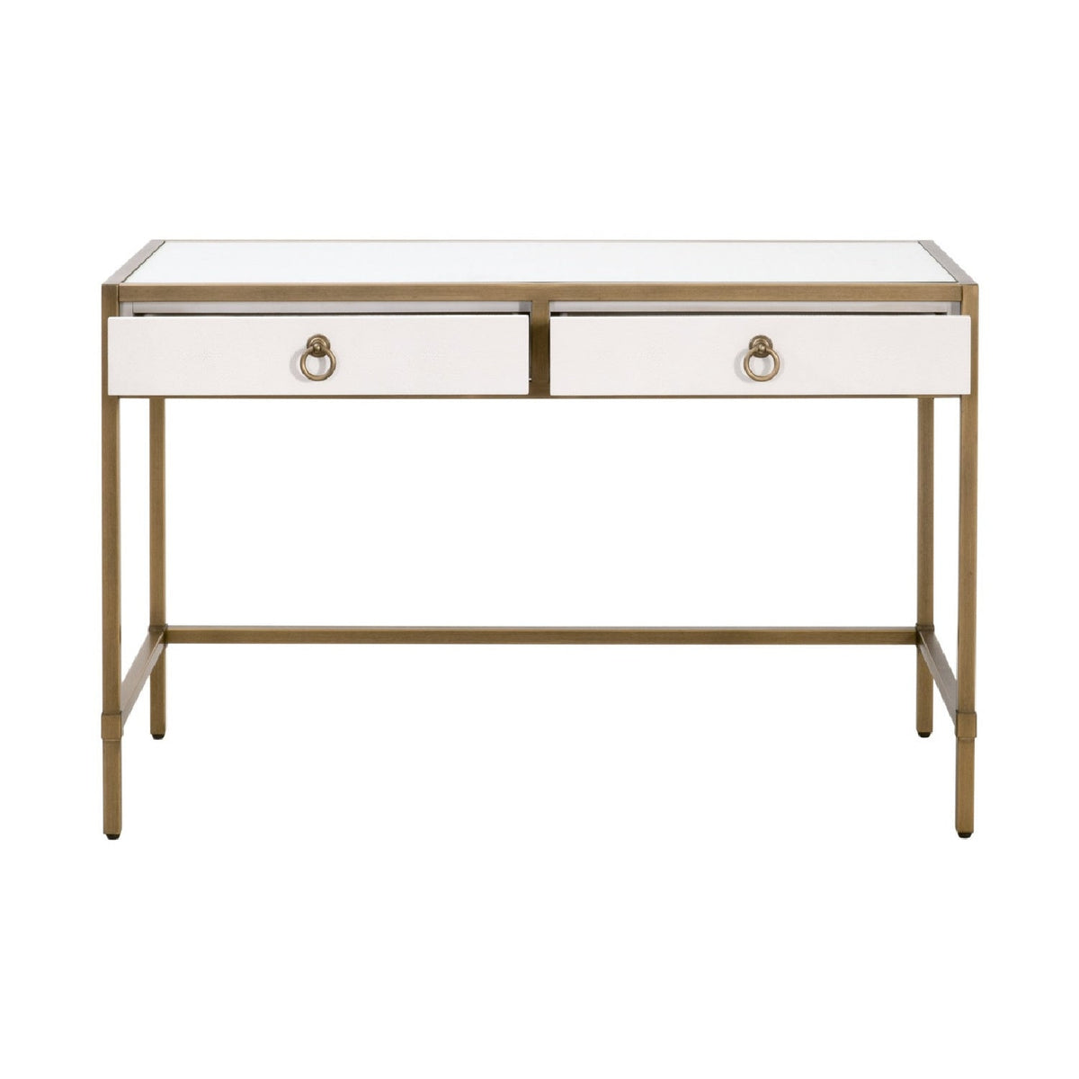 Modern European furniture - White Shagreen 2-Drawer Desk - www.oroa.com