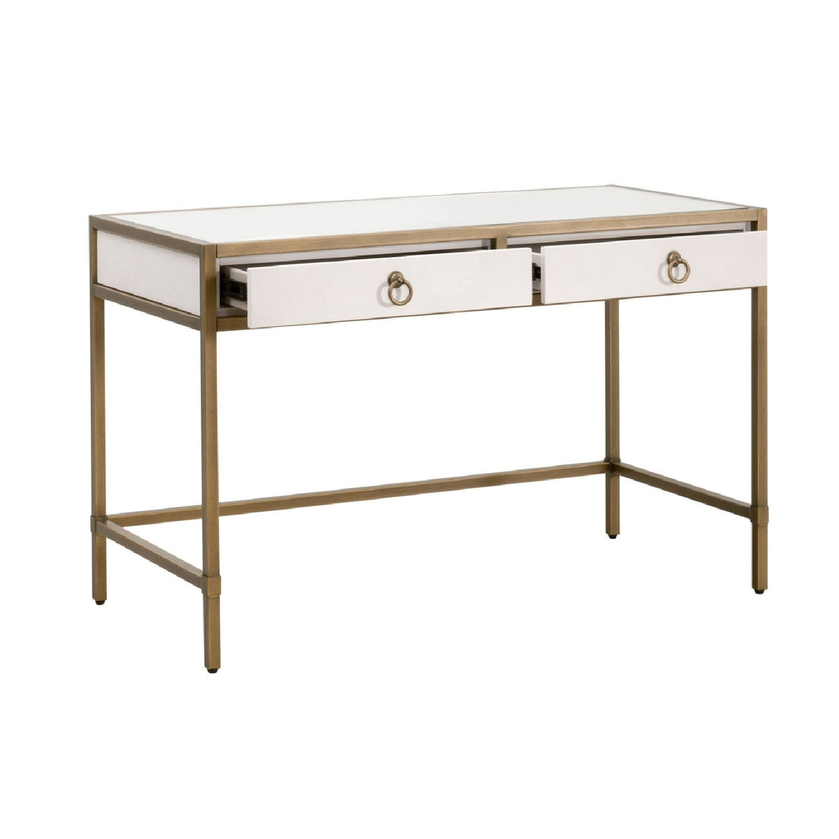 Modern European furniture - White Shagreen 2-Drawer Desk - www.oroa.com