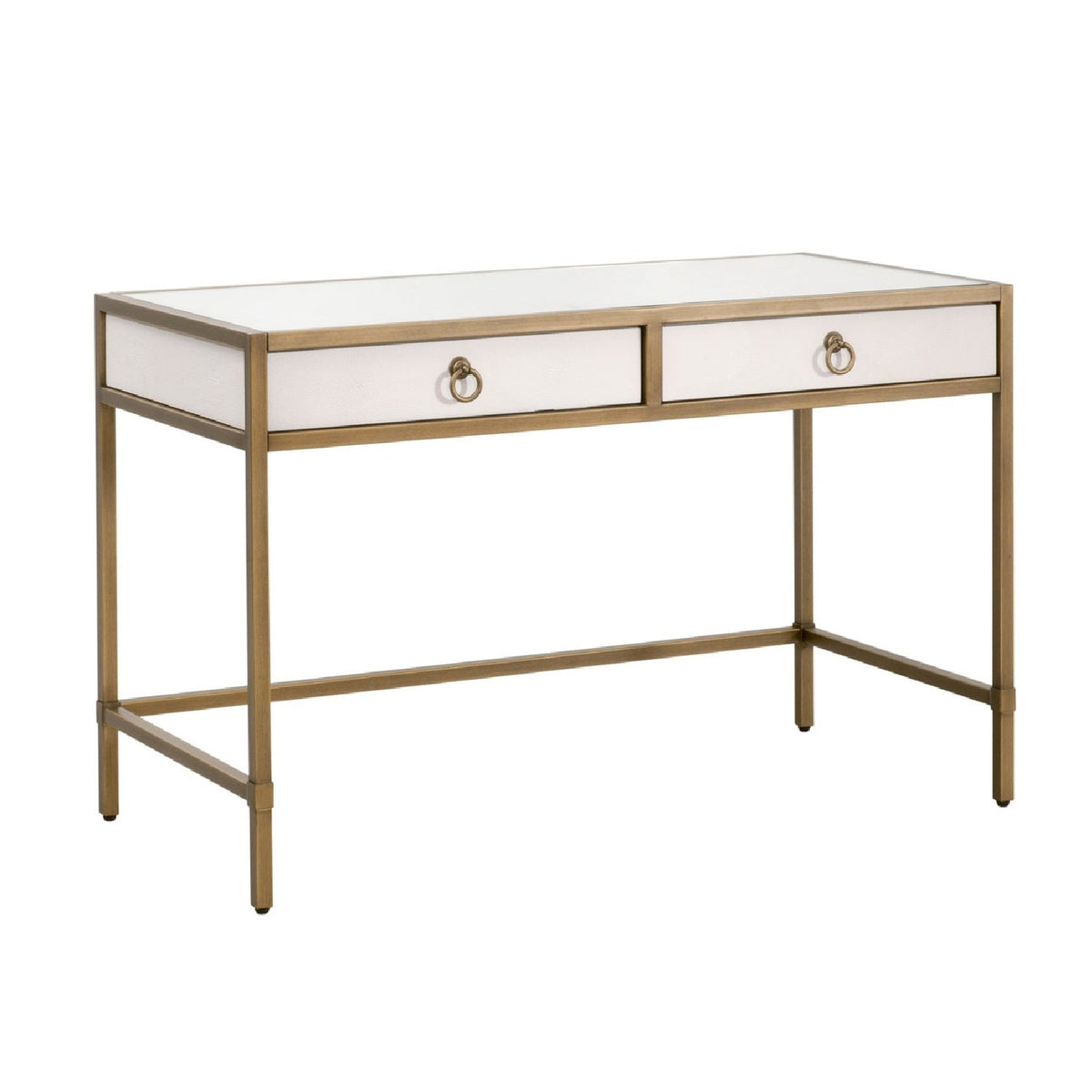 Modern European furniture - White Shagreen 2-Drawer Desk - www.oroa.com