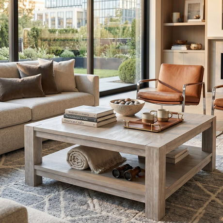Gray Acacia Wooden Coffee Table | Living Essentials Adler