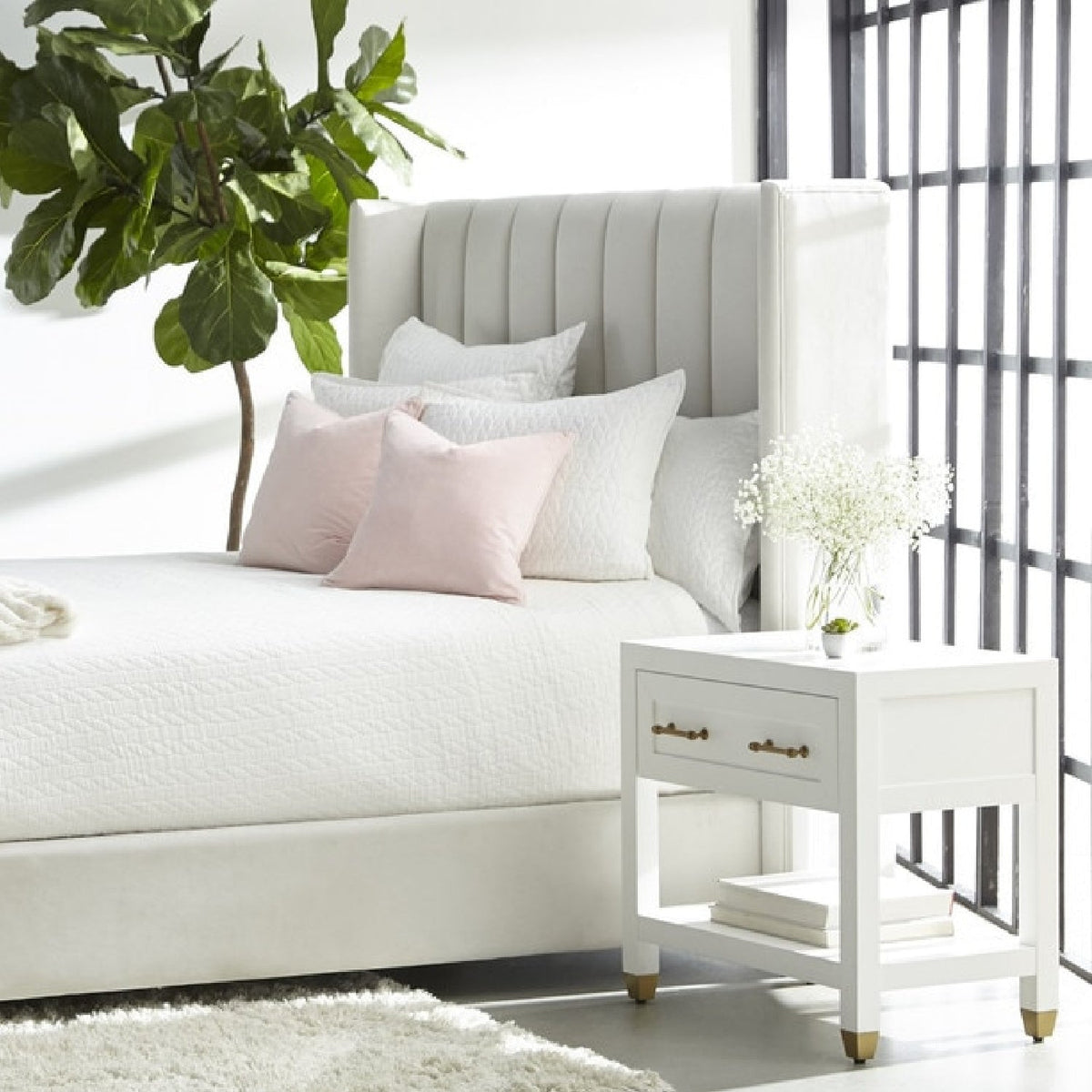 Modern European furniture - White 1-Drawer Nightstand - www.oroa.com