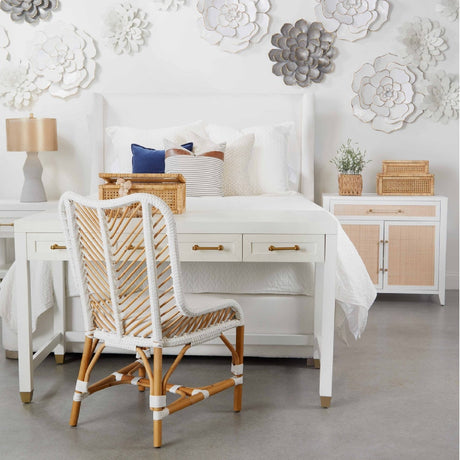Modern European furniture - White Wooden 3-Drawer Desk - www.oroa.com