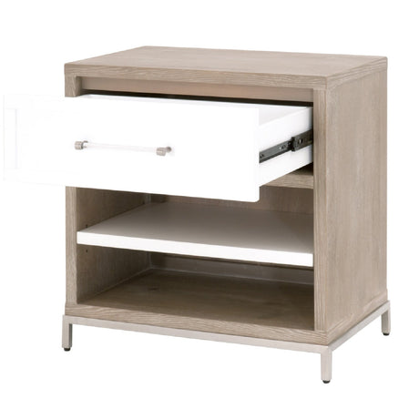 Modern European furniture - Gray Acacia 1-Drawer Nightstand - www.oroa.com
