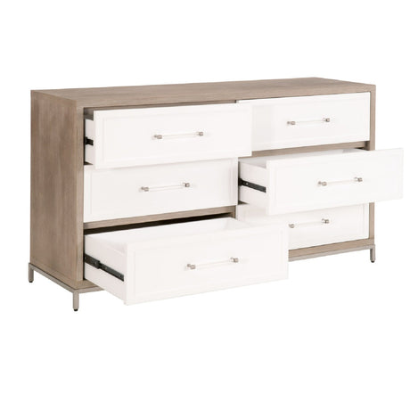 Modern European furniture - Gray Acacia 6-Drawer Double Dresser - www.oroa.com