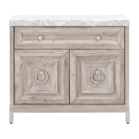 Modern European furniture - Marble Topped Acacia Media Cabinet - www.oroa.com