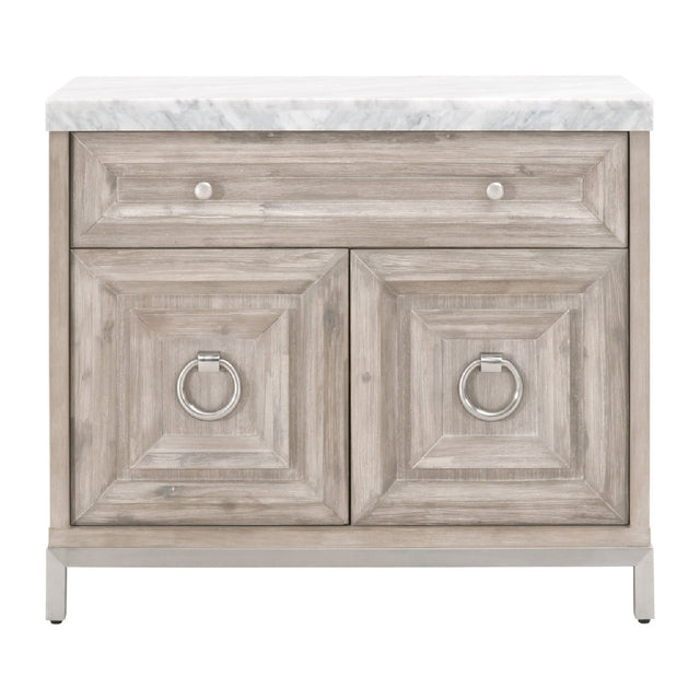 Modern European furniture - Marble Topped Acacia Media Cabinet - www.oroa.com