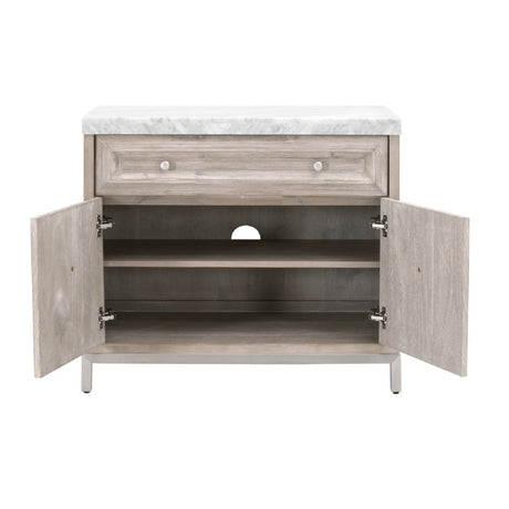 Modern European furniture - Marble Topped Acacia Media Cabinet - www.oroa.com