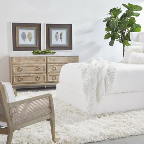 Modern European furniture - Marble Topped Acacia 6-Drawer Dresser - www.oroa.com